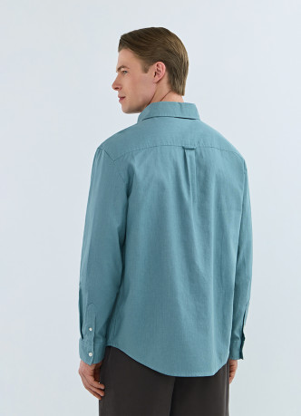 Рубашка изо льна и хлопка с карманом
