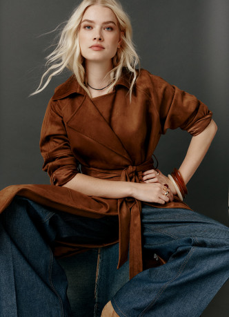 Тренч из искусственной замши