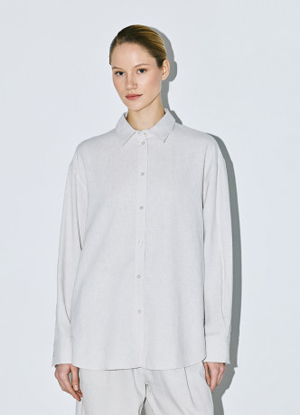 Рубашка с длинным рукавом из смесового льна