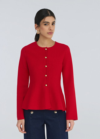 Кардиган с баской и золотыми пуговицами