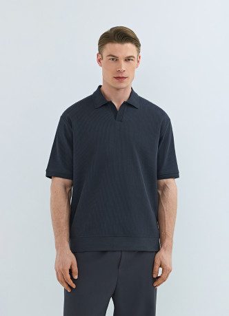 Поло из текстурной хлопковой ткани