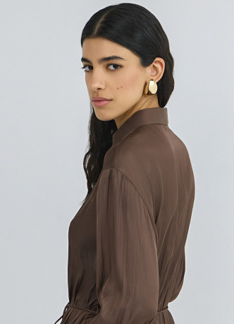 Блузка из сатина с поясом