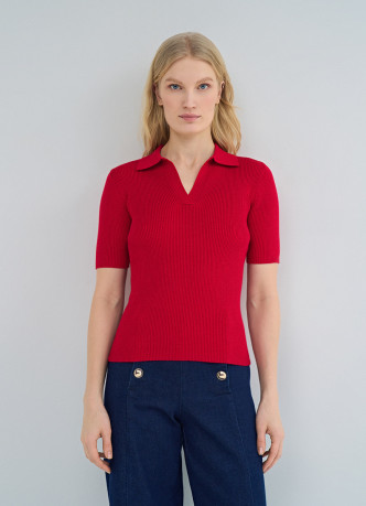 Джемпер поло в рубчик