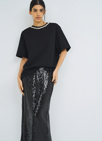 Прямая юбка с пайетками