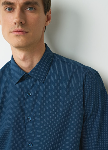 Рубашка в горошек, Синий O`Stin MS4692O02-66, размер 44-46