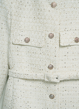 Твидовый однобортный жакет с поясом