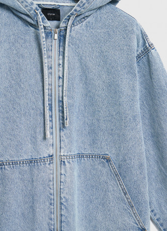 Джинсовая куртка на молнии с капюшоном