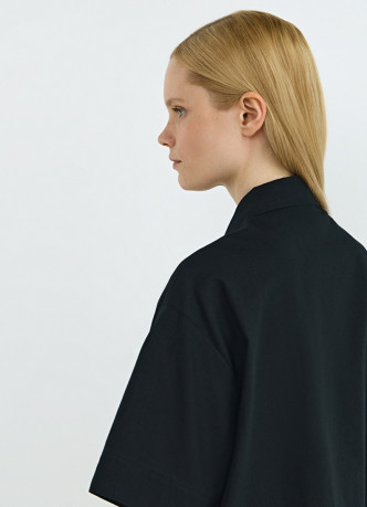 Рубашка изо льна и хлопка с коротким рукавом