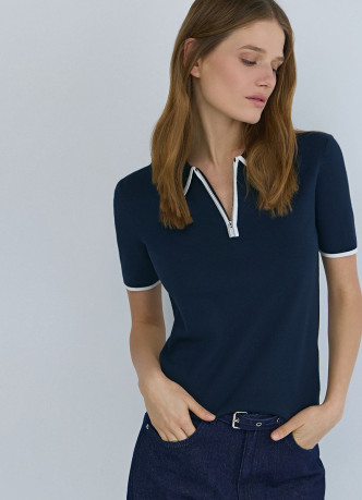 Джемпер с воротником поло на молнии