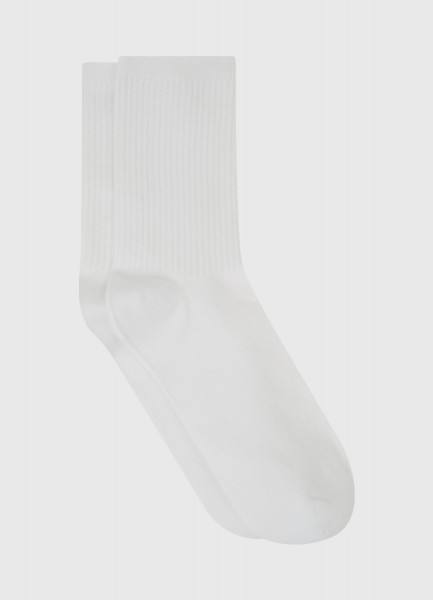 Базовые носки в рубчик, Белый