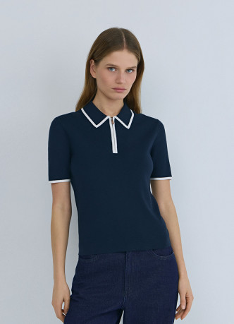 Джемпер с воротником поло на молнии