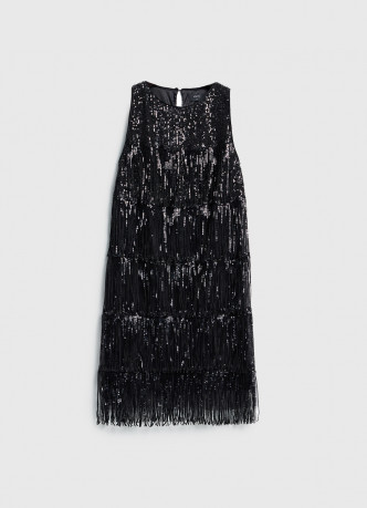 Платье А-силуэта с бахромой из пайеток
