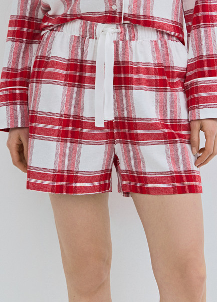 

Пижамные шорты в клетку из фланели, Красный