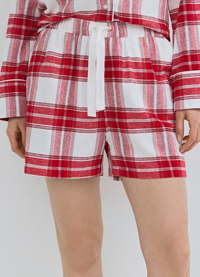 Пижамные шорты в клетку из фланели