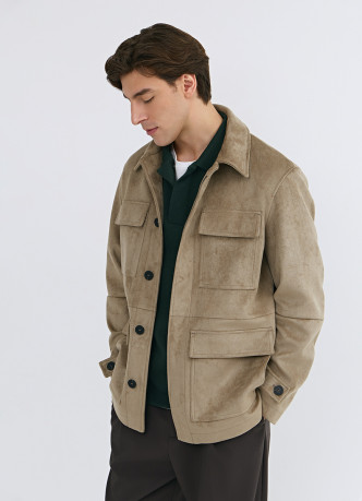 Куртка из искусственной замши с карманами