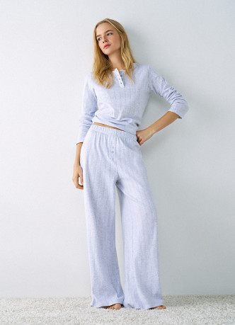 Пижамный лонгслив из ажурного трикотажа