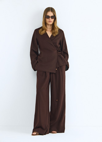 Рубашка изо льна с завязкой