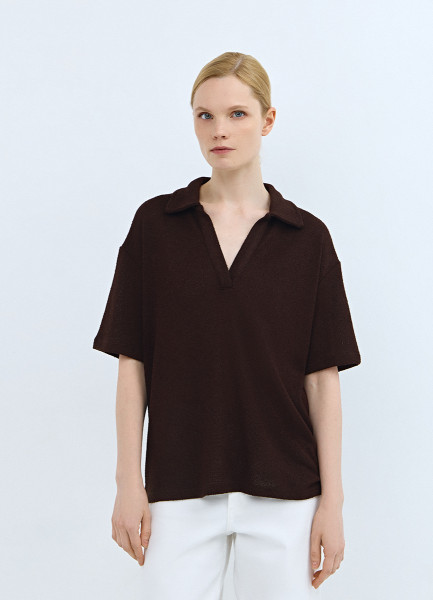 

Поло из кроеного трикотажа, Коричневый