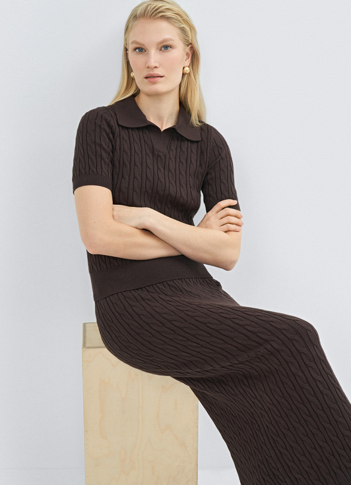 Джемпер поло с косами