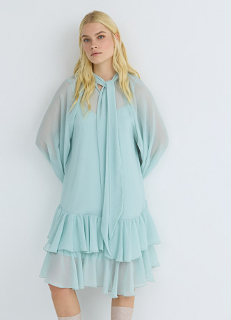 Платье мини с рюшами