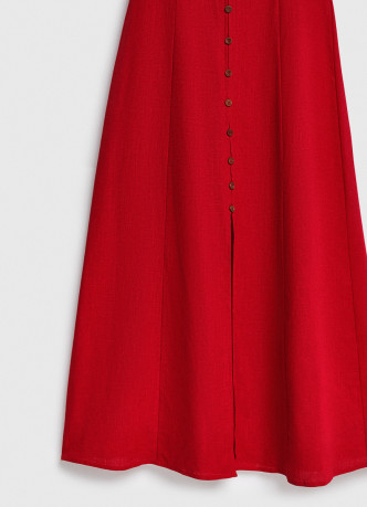 Платье миди из смесового льна с вырезом каре