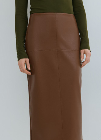 Прямая юбка миди из искусственной кожи