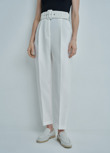 Зауженные брюки с поясом 30941630299 Белый, размер 42,44,48,46,50, фото 2