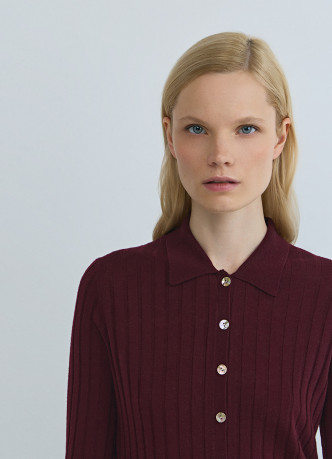 Кардиган в рубчик с шерстью