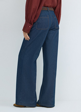 Широкие джинсы Wide leg с плетёным ремнём