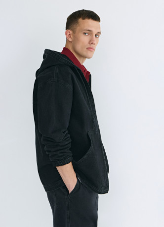 Джинсовая куртка на молнии с капюшоном