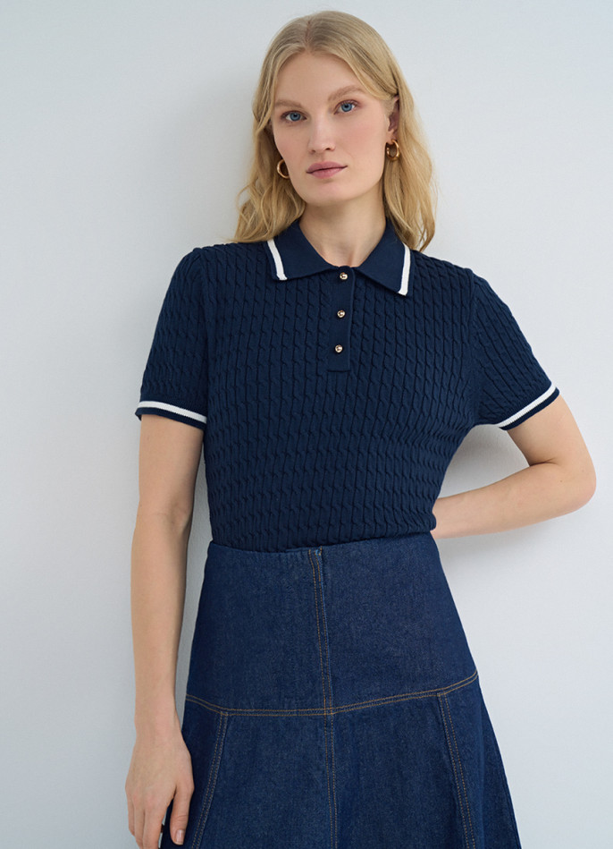 Джемпер поло в рубчик