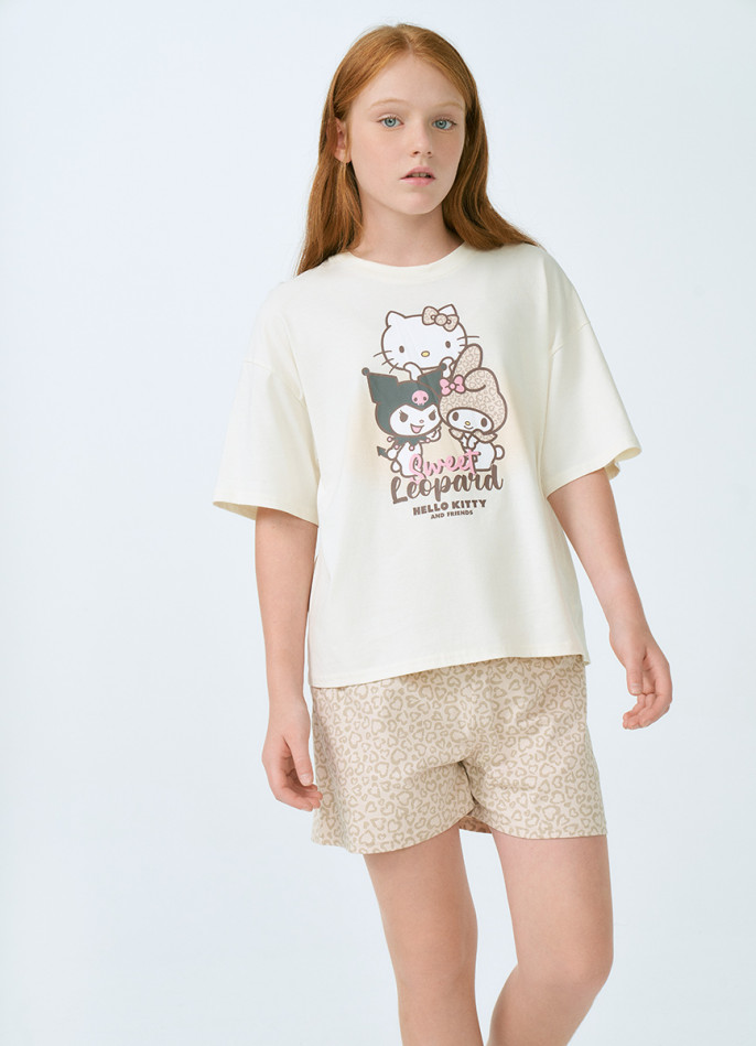 Футболка с принтом Hello Kitty для девочек