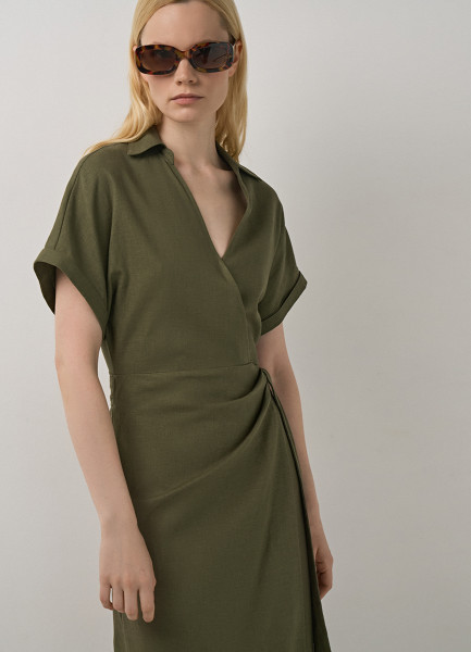 Платье из вискозы и льна, Зеленый штора из льна и вискозы с завязками odorie 250 x 135 см зеленый