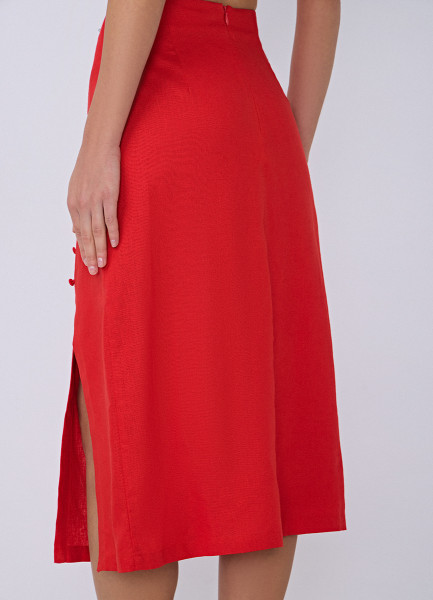 Юбка миди с пуговицами 30773270299 Красный, размер 42,46,48,44, фото 6