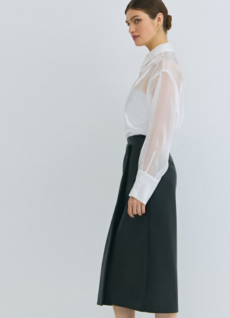 Юбка миди из искусственной кожи