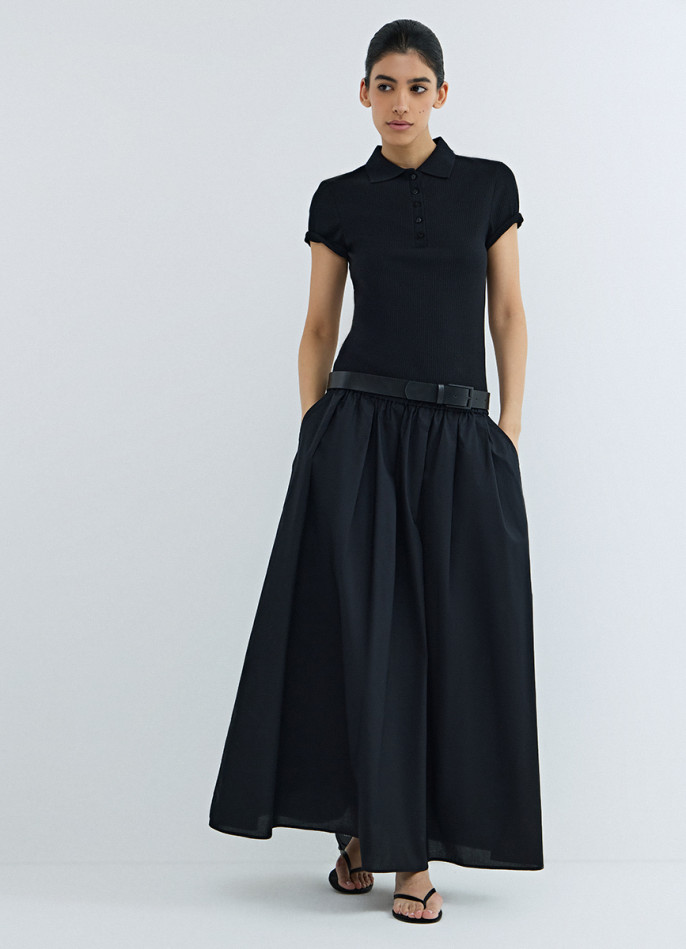 Поло в рубчик с коротким рукавом