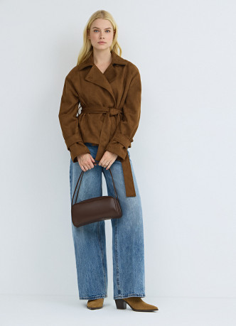 Куртка из искусственной замши с поясом