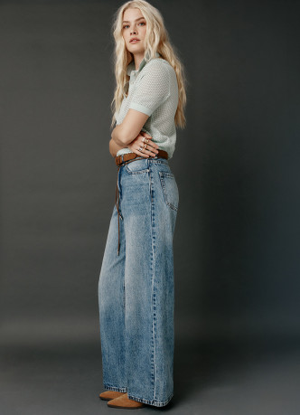 Широкие джинсы Wide leg с ремнём