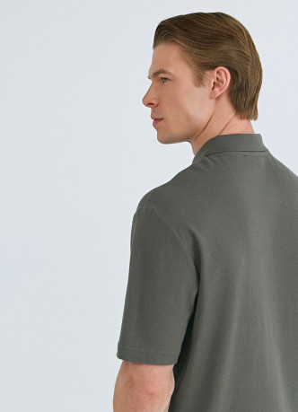 Поло из текстурной хлопковой ткани