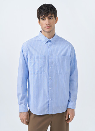 Рубашка в полоску с карманами