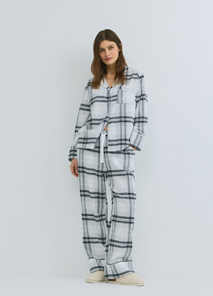 

Пижамные брюки в клетку из фланели, Серый
