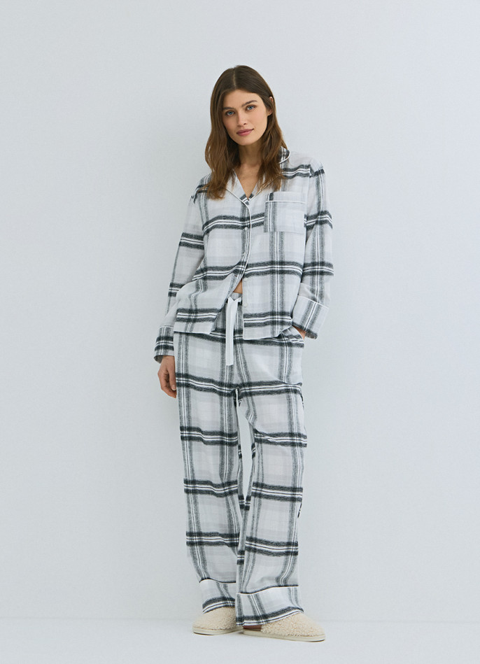 Пижамные брюки в клетку из фланели