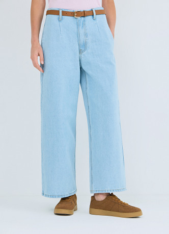 Укороченные джинсы Wide leg с ремнём