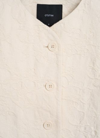 Укороченный однобортный жакет из жаккарда