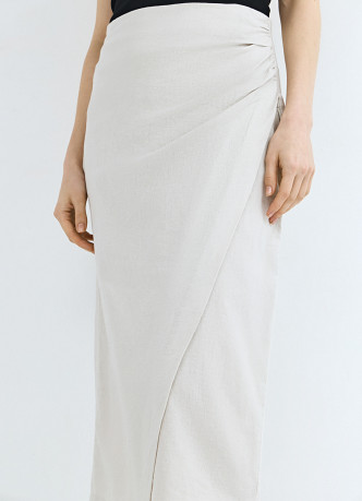 Льняная юбка миди с запахом