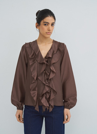 Блузка из лиоцелла с рюшами