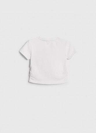 Футболка в рубчик со сборкой для девочек