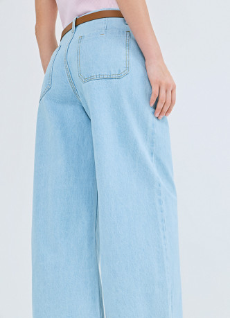 Укороченные джинсы Wide leg с ремнём