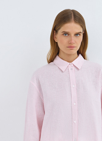 Рубашка из смесового льна в полоску