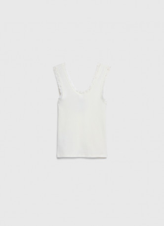 Майка в рубчик с кружевом для девочек